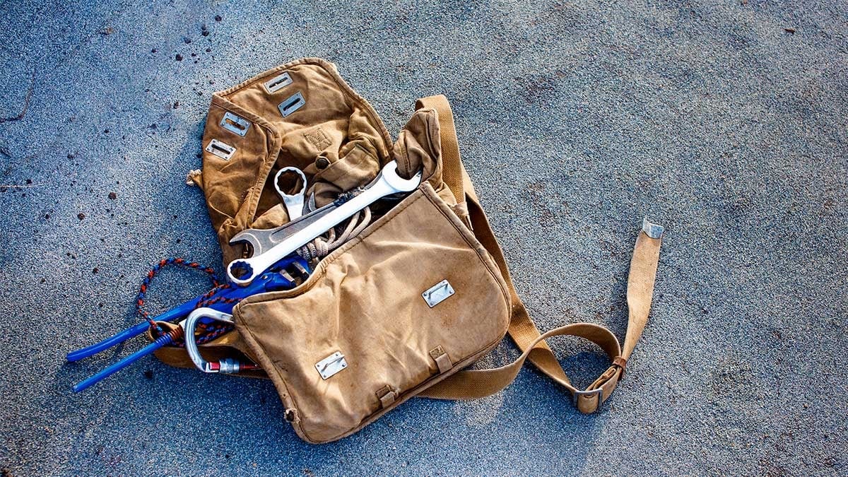 Roofing equipment on a roof