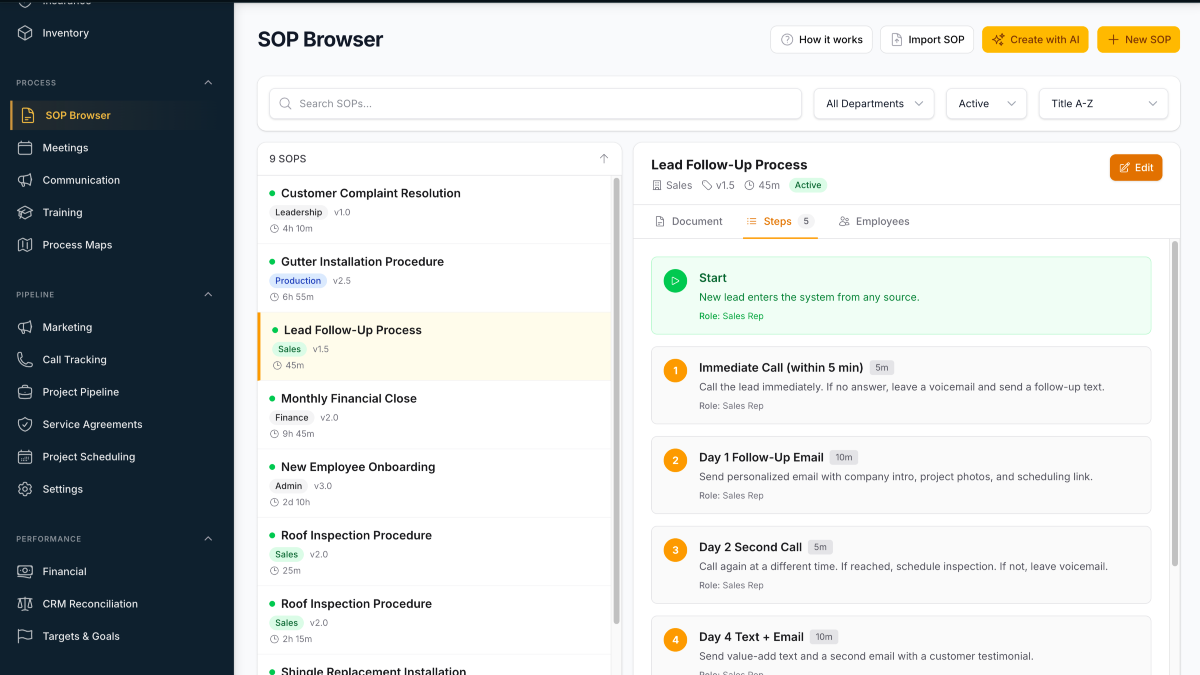 Intuitive SOP Management in ContractorHUB