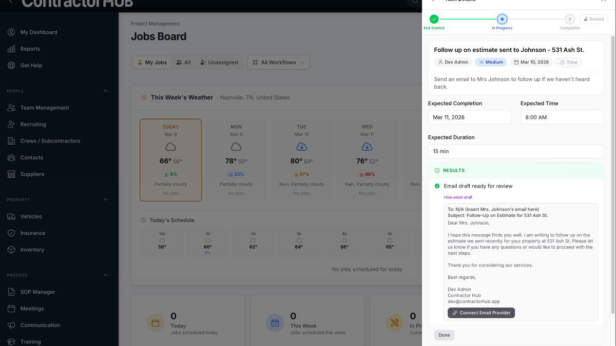 AI Task Assistant feature in ContractorHUB
