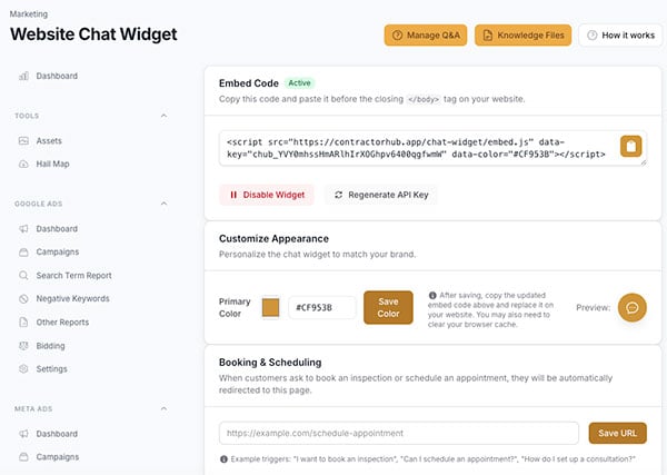 ContractorHUB Website Chat