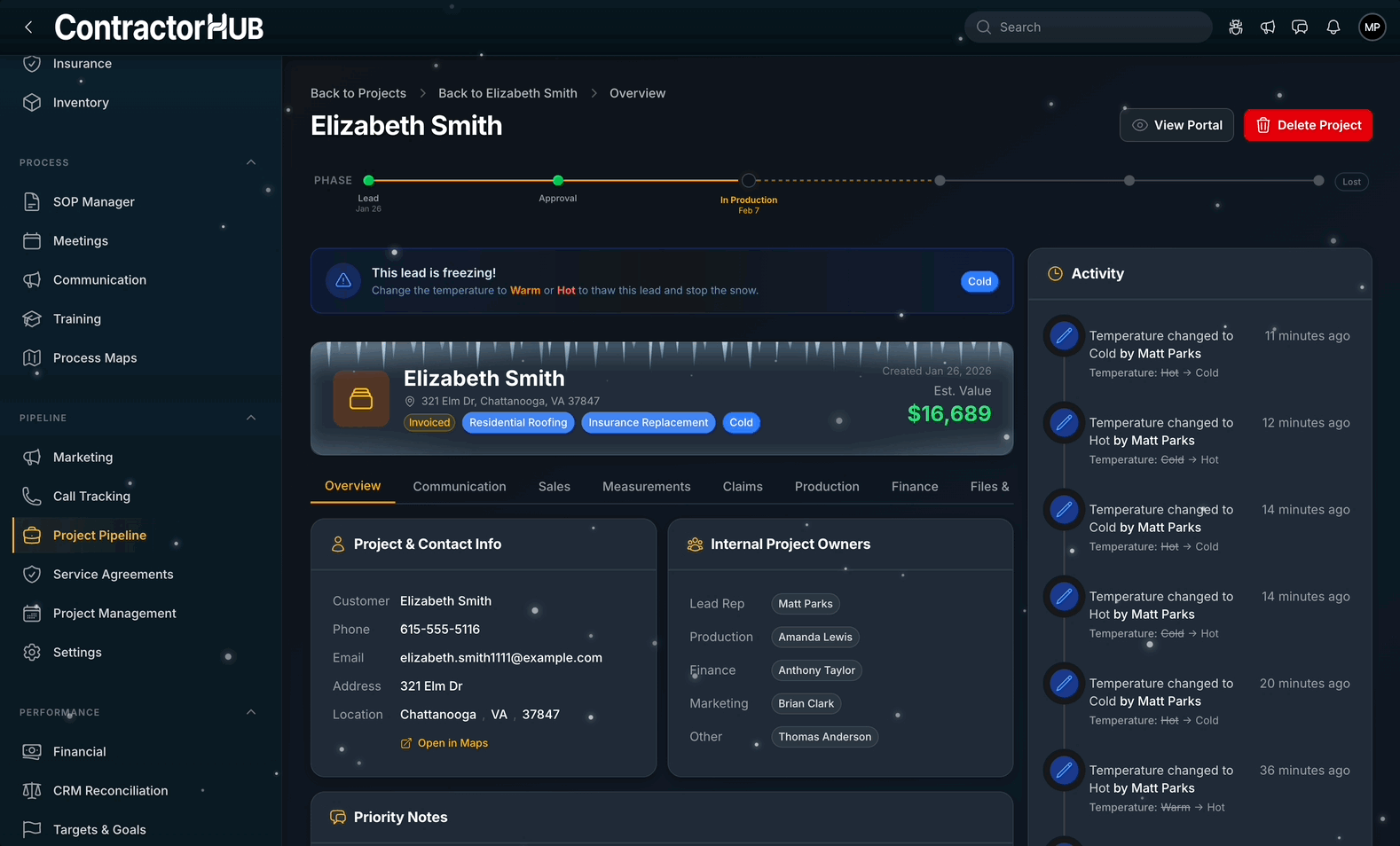 Cold leads feature in CRM Light Mode