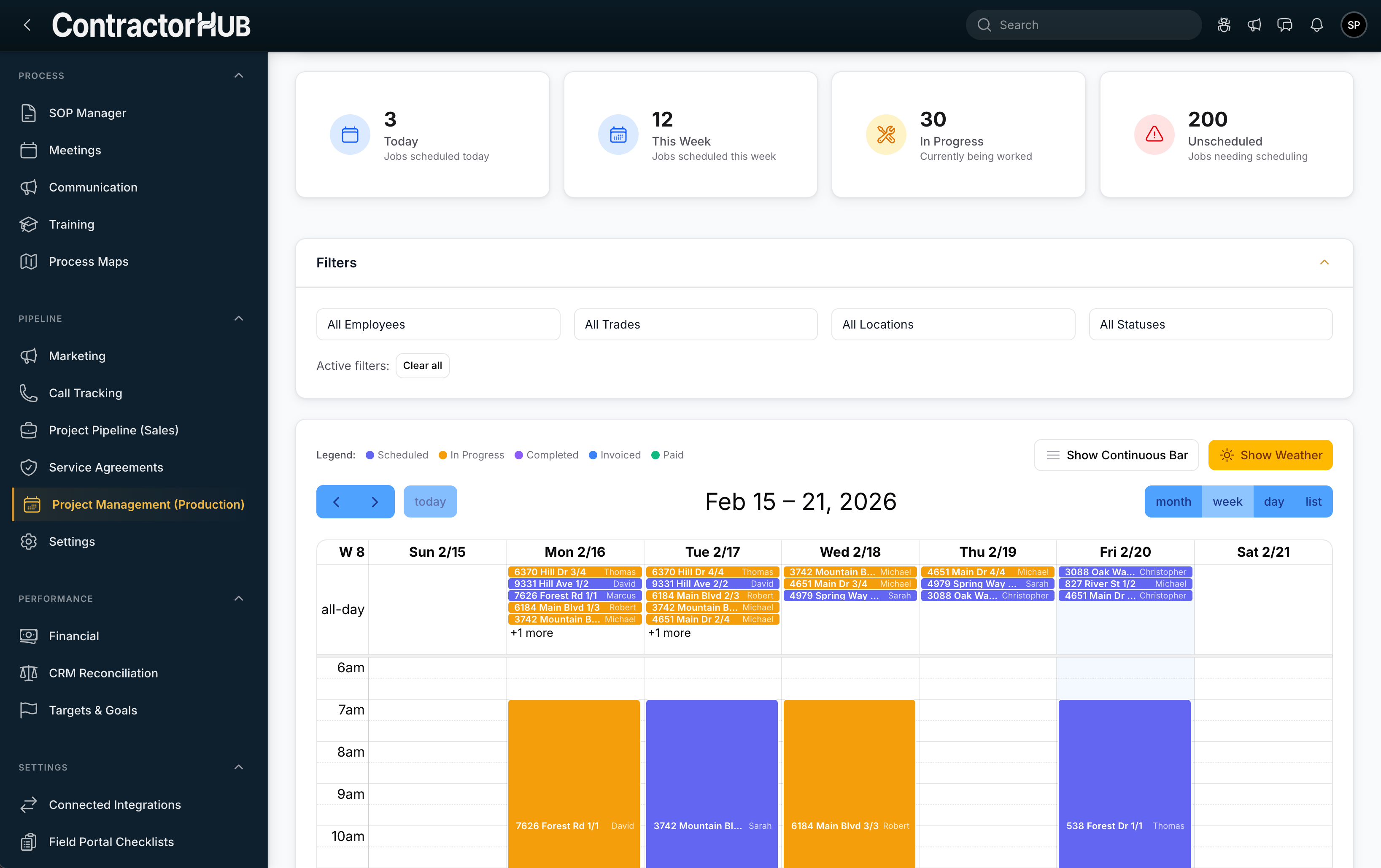 Production schedule board